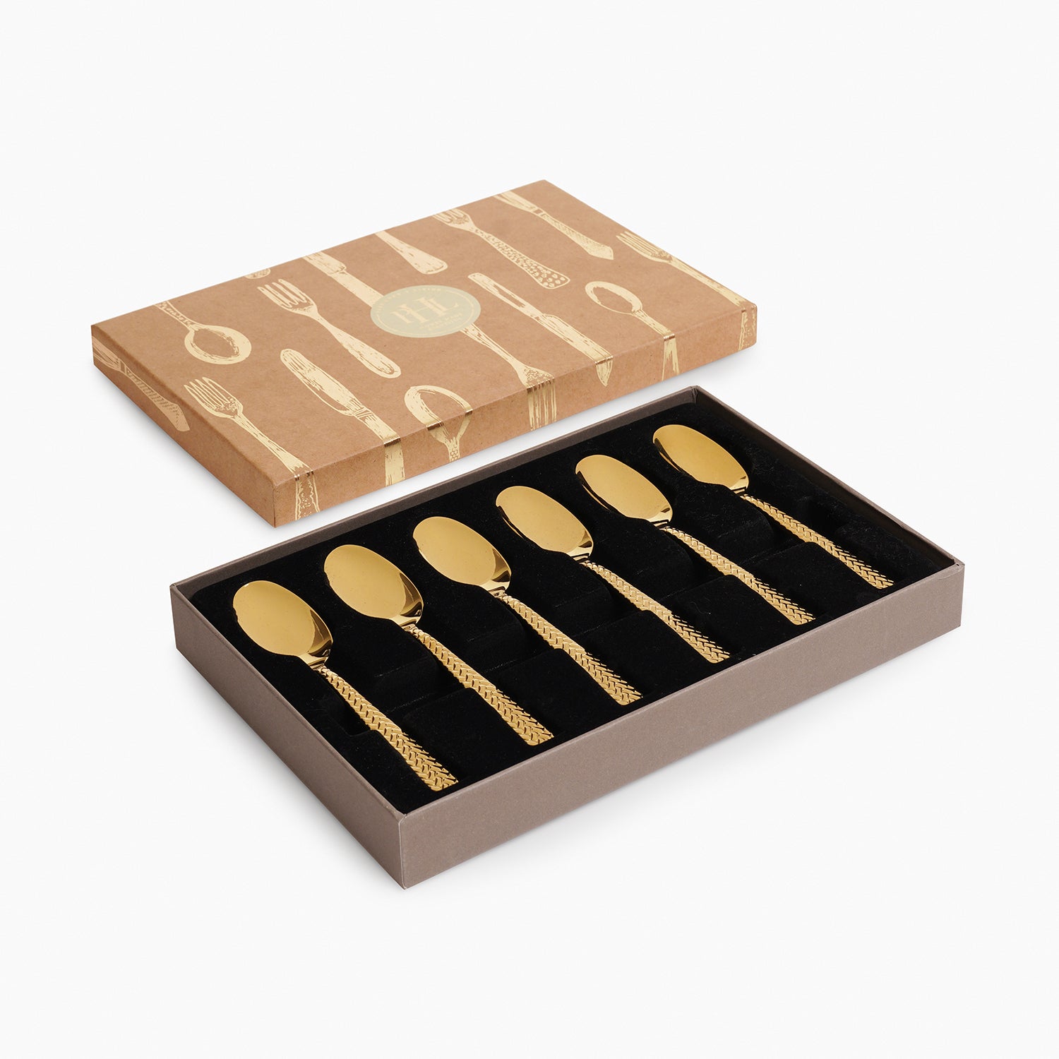 Shop Set of 6 Gold Stainless Steel Zig Zag Textured Tea Spoons