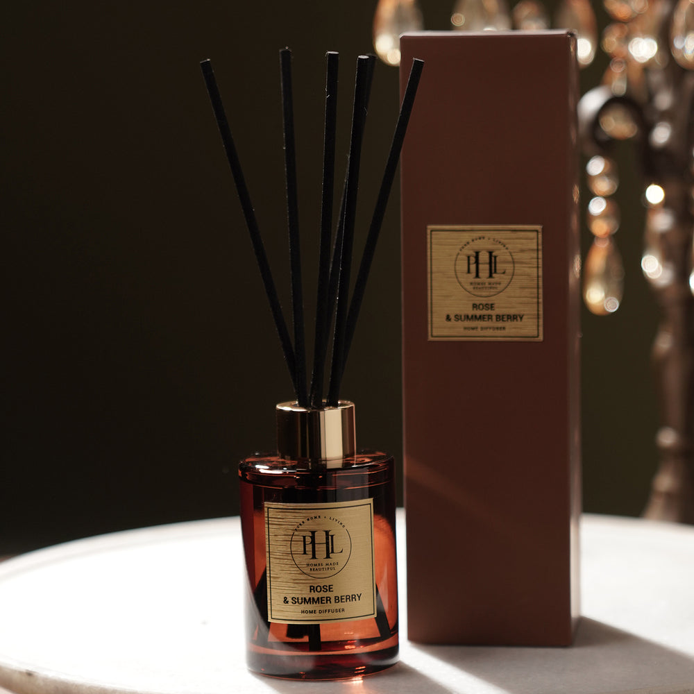 Rose & Summer Berry Scented Glass Diffuser - Brown