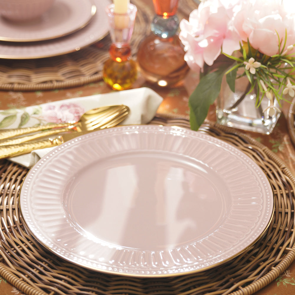 Set of 2 Light Pink Ceramic Dinner Plates