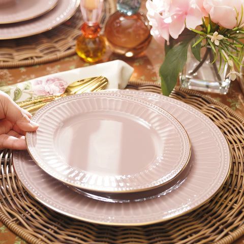 Set of 2 Light Pink Ceramic Dessert Plates