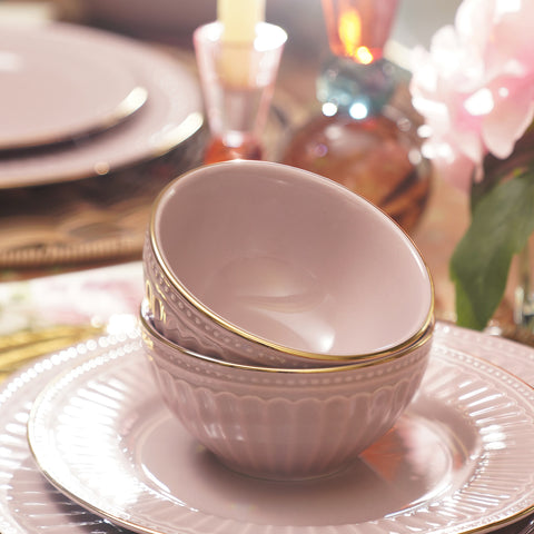 Set of 2 Light Pink Ceramic Side Bowls