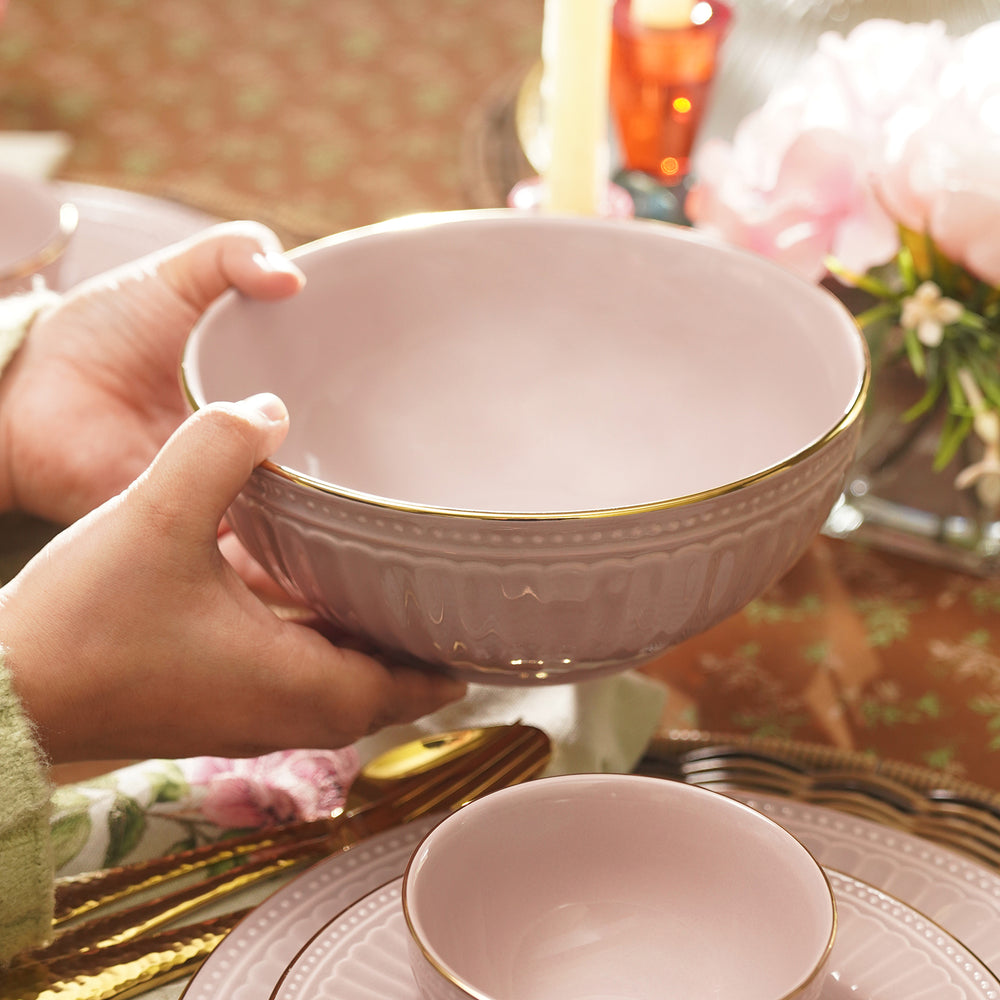 Pink Ceramic Serving Bowl