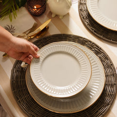 Set of 2 Light Grey Ceramic Dessert Plates