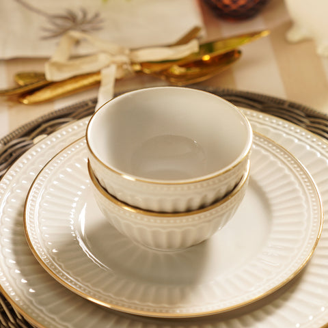 Set of 2 Light Grey Ceramic Side Bowls