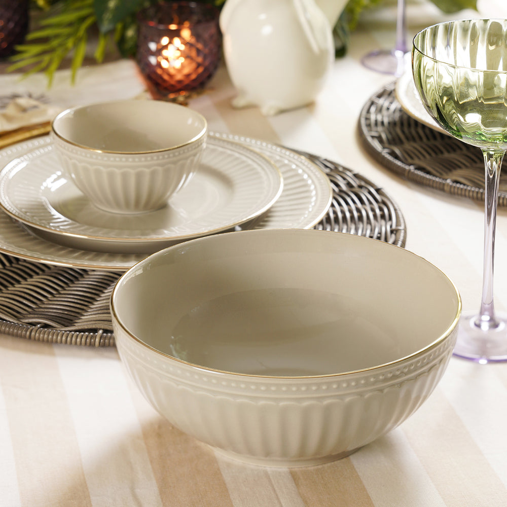 Light Grey Ceramic Serving Bowl