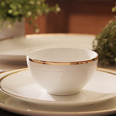 Set of 2 White Gold Rim Ceramic Small Bowls