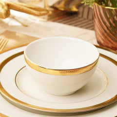Set of 2 White Gold Rim Ceramic Side Bowls