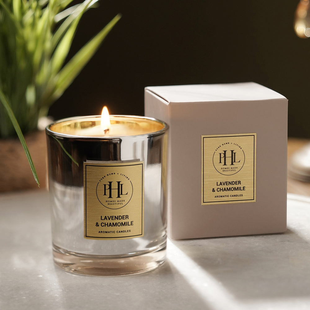 Silver Lavender & Chamomile Glass Jar Candle - Silver