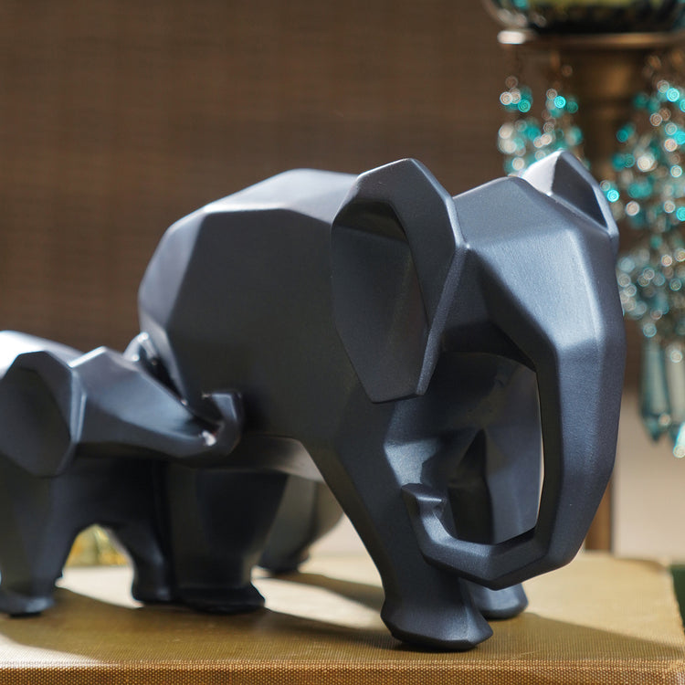 Shop Blue Matt Finish Polyresin Standing Mother & Baby Elephant at