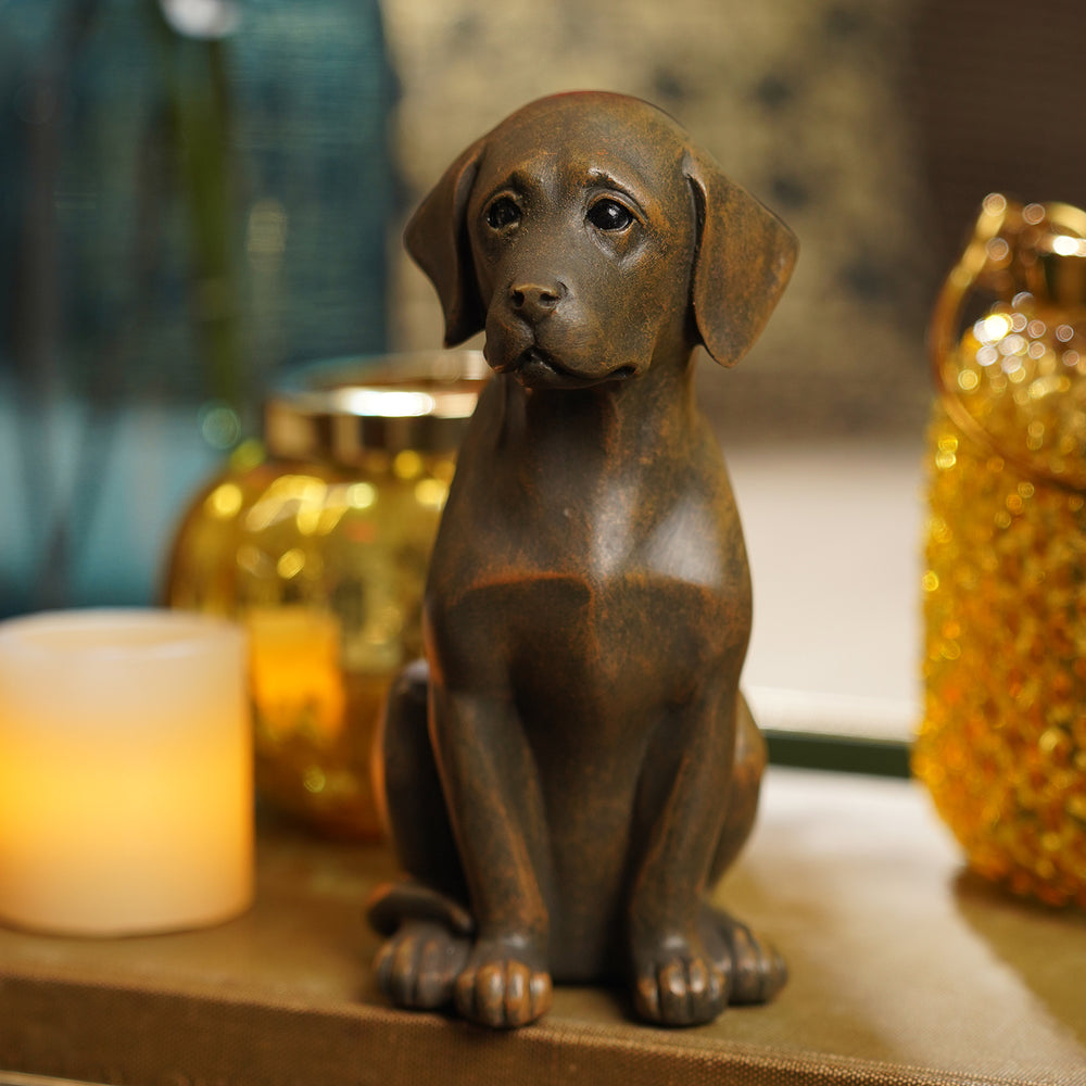 Brown Polyresin Sitting Dog