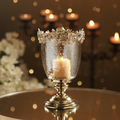 Amber & Gold Glass Hammered Candle Holder