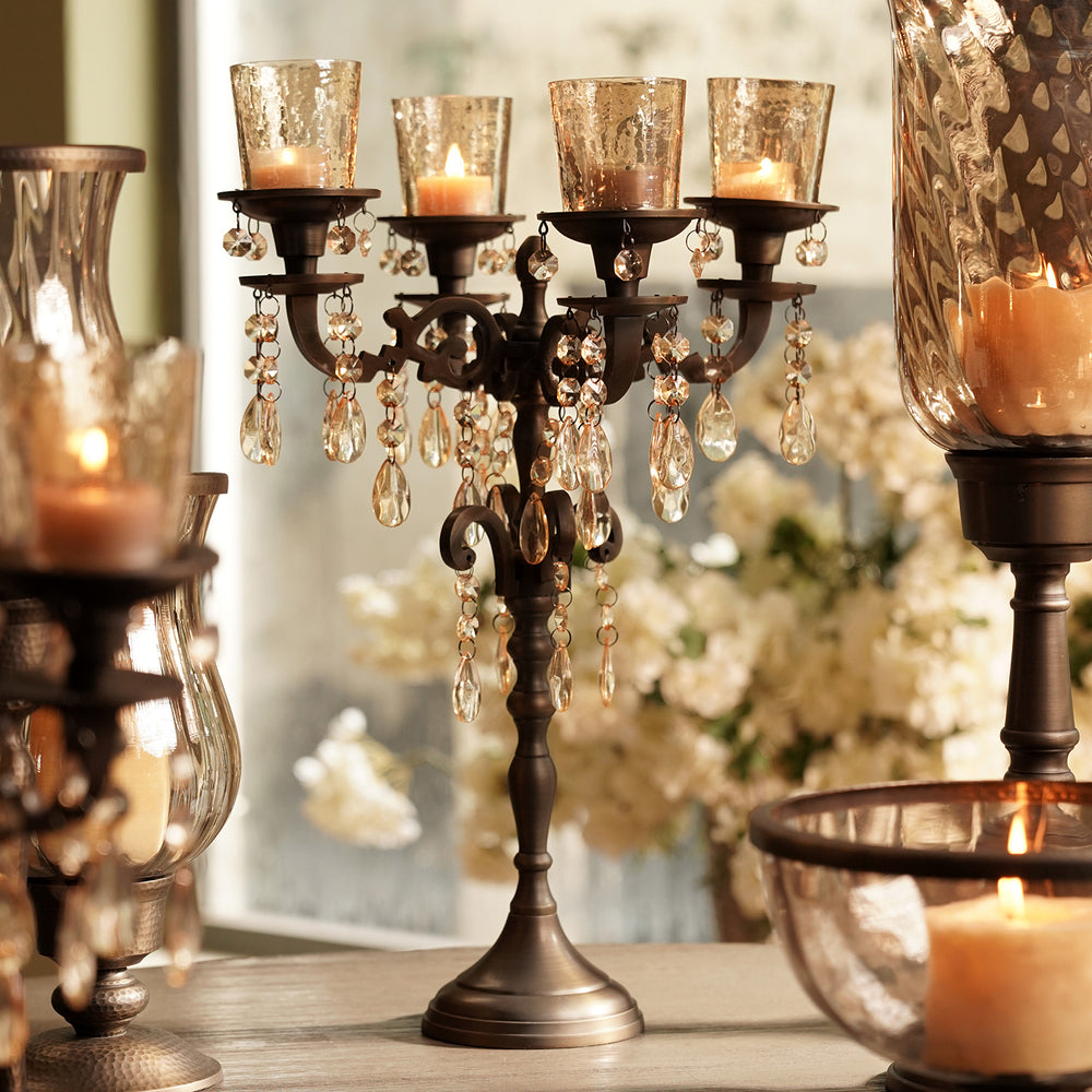 Brown Antique Finish 5 Arm Candelabrum