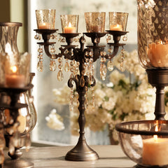 Brown Antique Finish 5 Arm Candelabrum