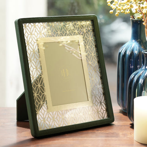 Green Laser Cut Faux Leather Photo Frame - Small