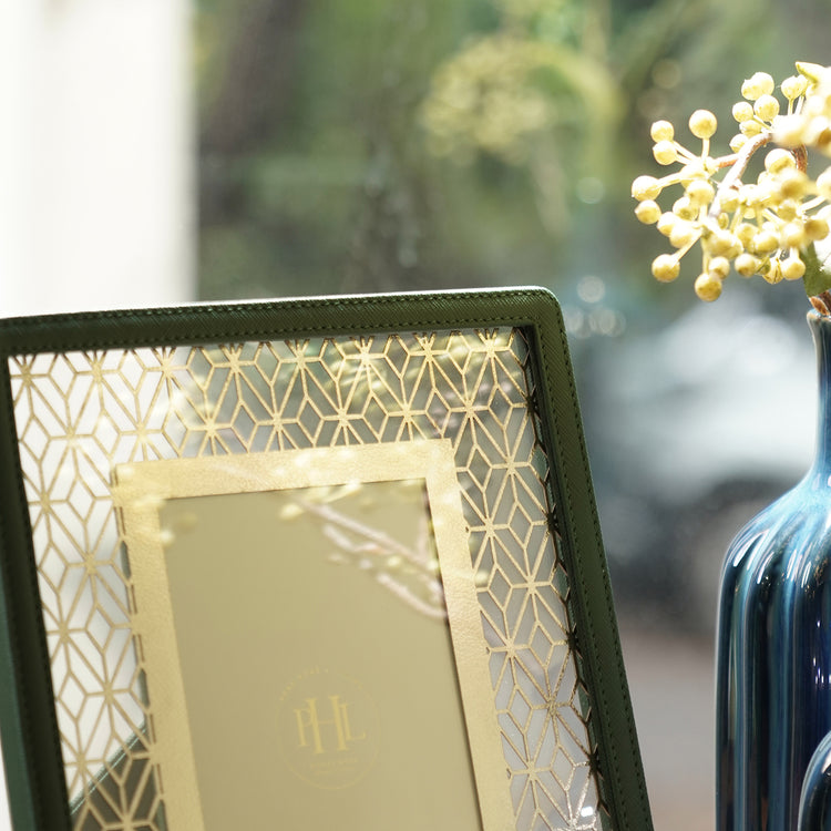 Shop Green Laser Cut Faux Leather Photo Frame Small at Best Price