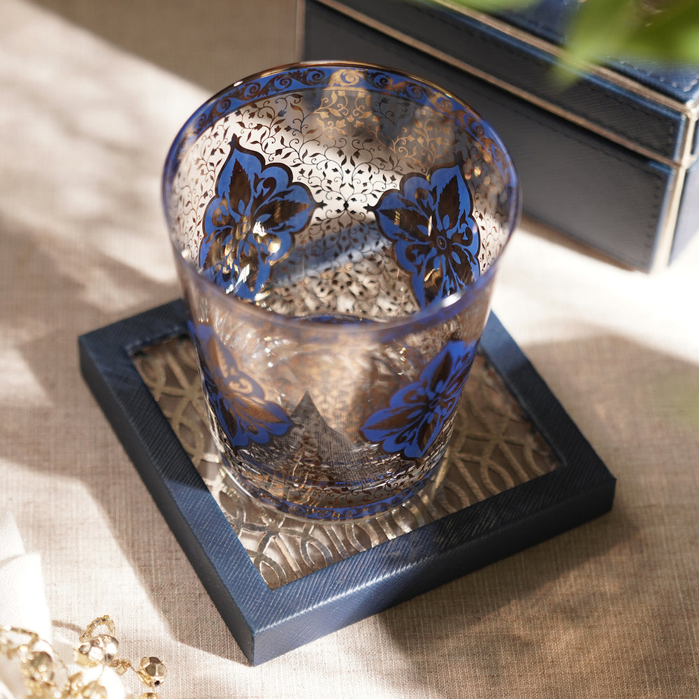 Blue Lazer Cut Faux Leather Coaster