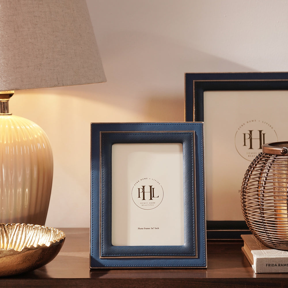 Blue & Teal Dual Tone Faux Leather Photo Frame - Small