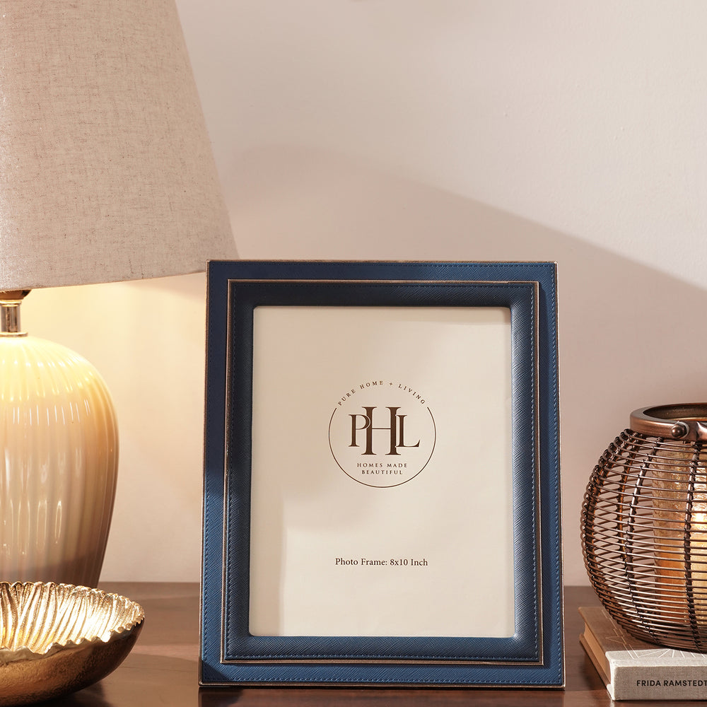 Blue & Teal Dual Tone Faux Leather Photo Frame - Large