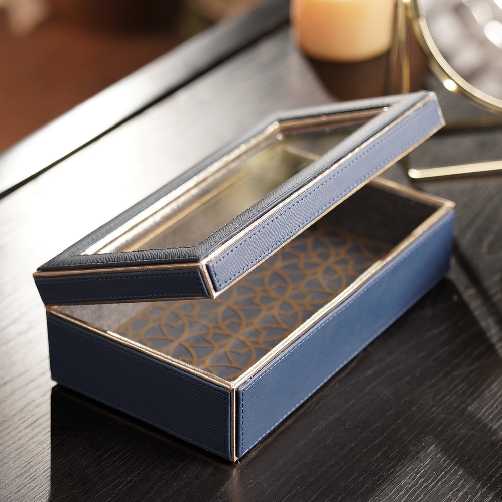 Blue Faux Leather Storage Box
