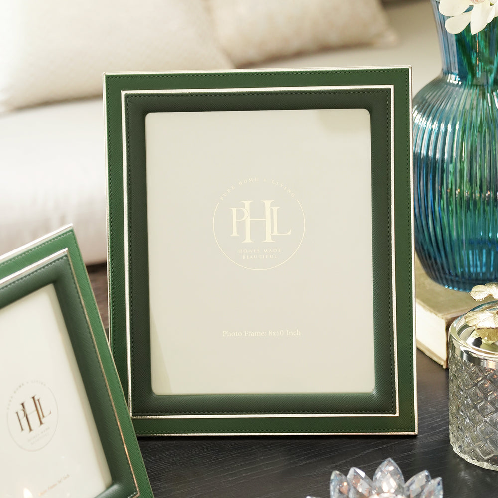 Green Dual Tone Faux Leather Photo Frame - Large