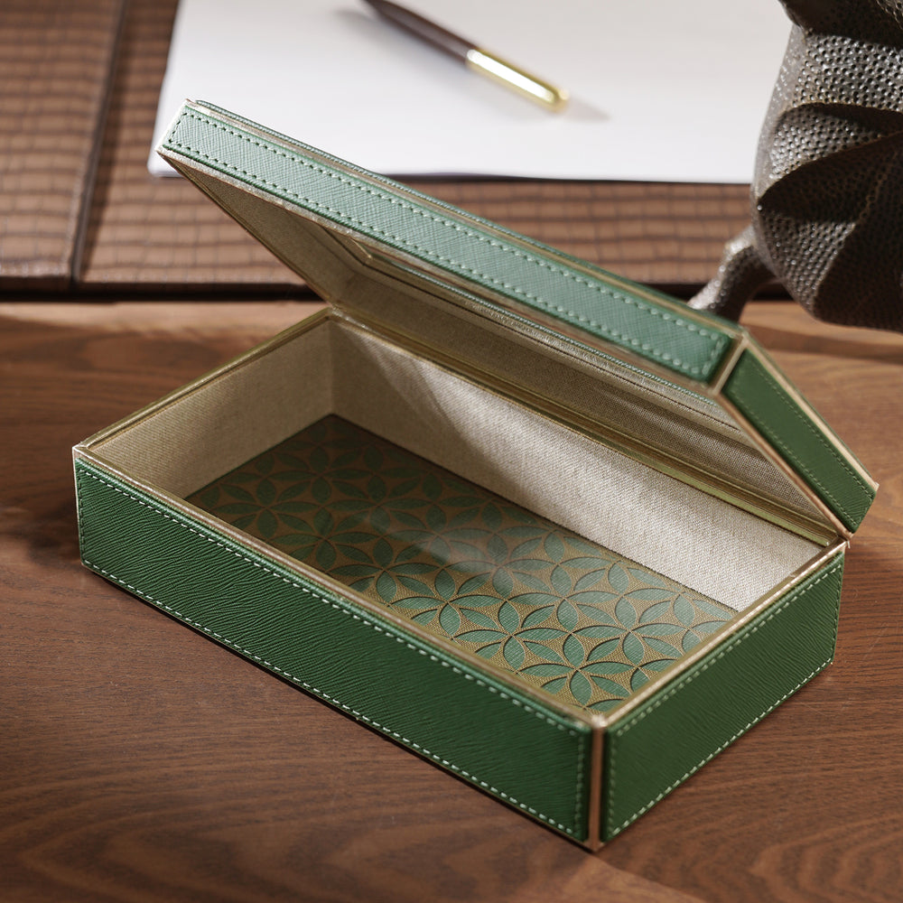 Green Faux Leather Storage Box