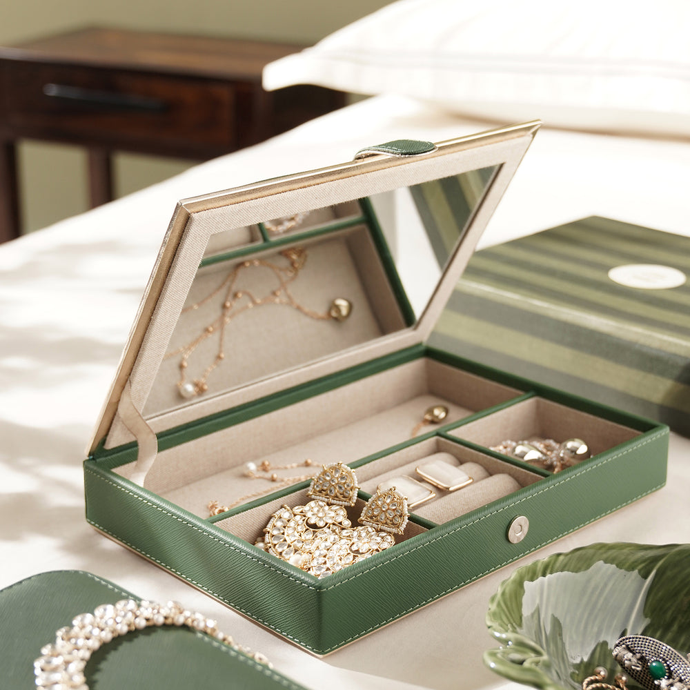 Green Faux Leather Jewellery Box