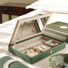 Green Faux Leather Jewellery Box
