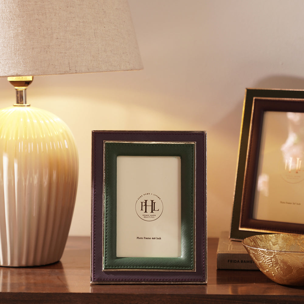 Green & Purple Dual Tone Faux Leather Photo Frame - Small