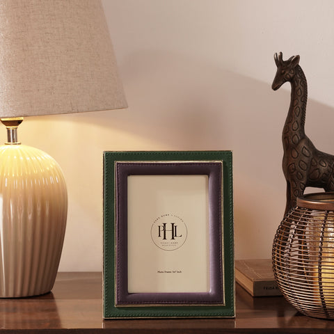 Purple & Green Dual Tone Faux Leather Photo Frame - Large