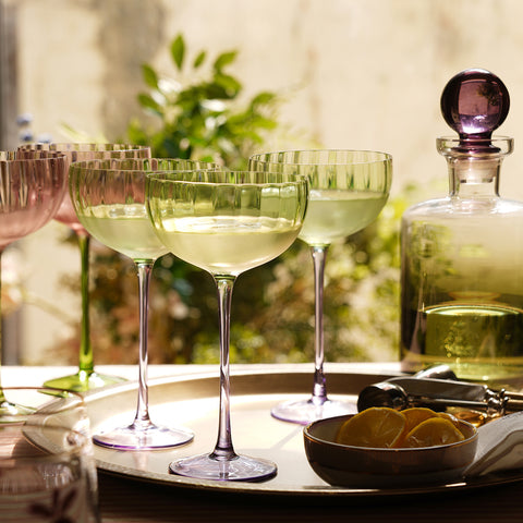 Set of 2 Green & Purple Grapevine Ombre Champagne Coupes