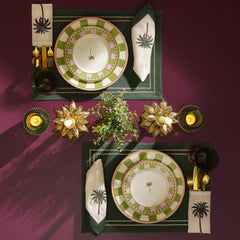 Set Of 2 Pink & Green Palmera Print Dessert Plates