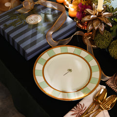 Set of 2 Orange & Mint Tera Print Porcelain Dinner Plates
