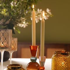 Set of 2 Ivory Antique Lace Tapered Candles