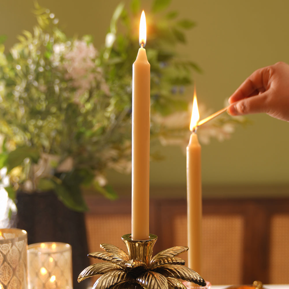 Set of 2 Brown Autumn Fruit Tapered Candles