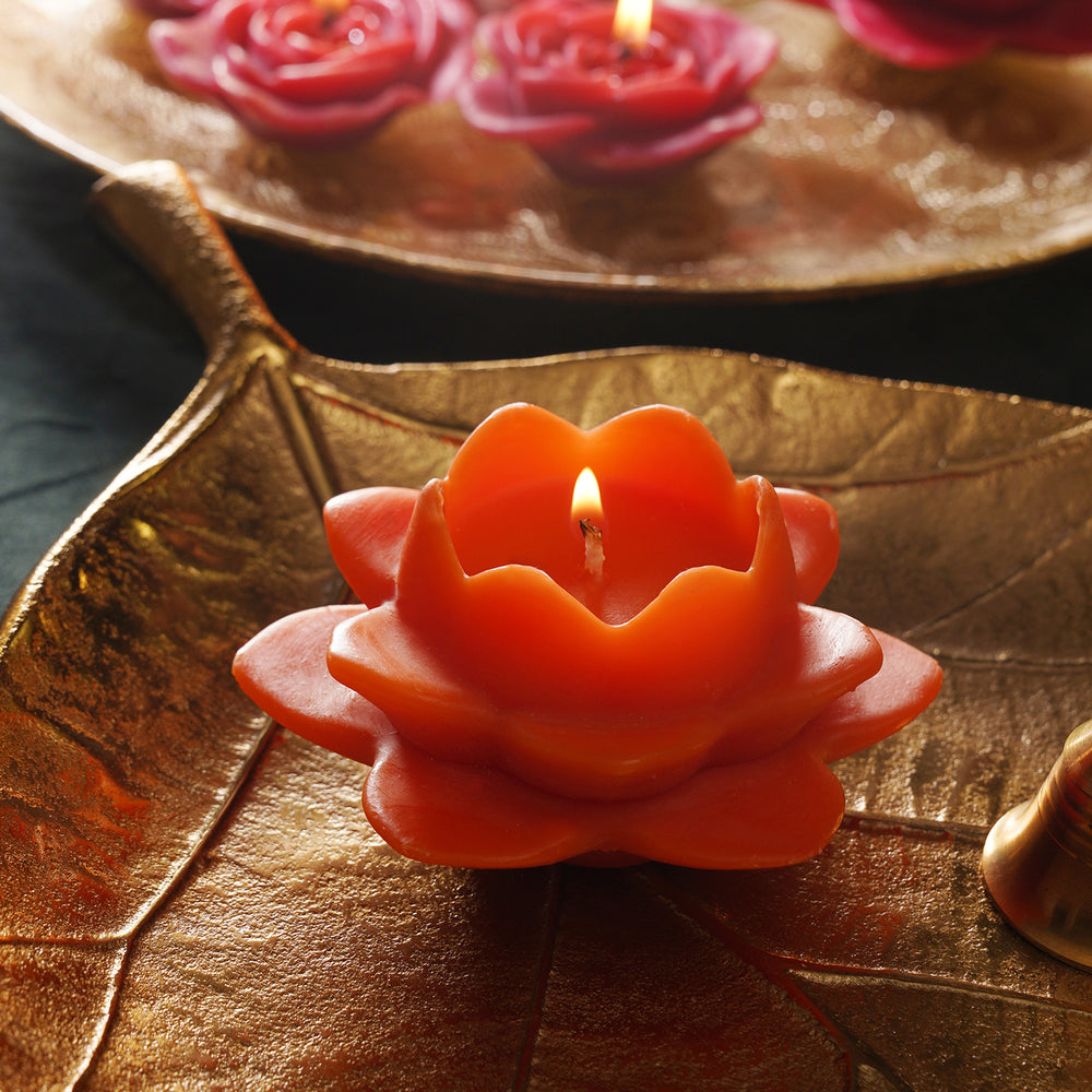 Orange Flower Shaped Candle