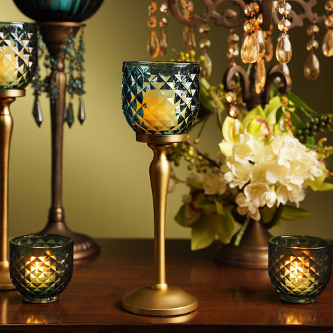 Teal Diamond Cut Hurricane - Small