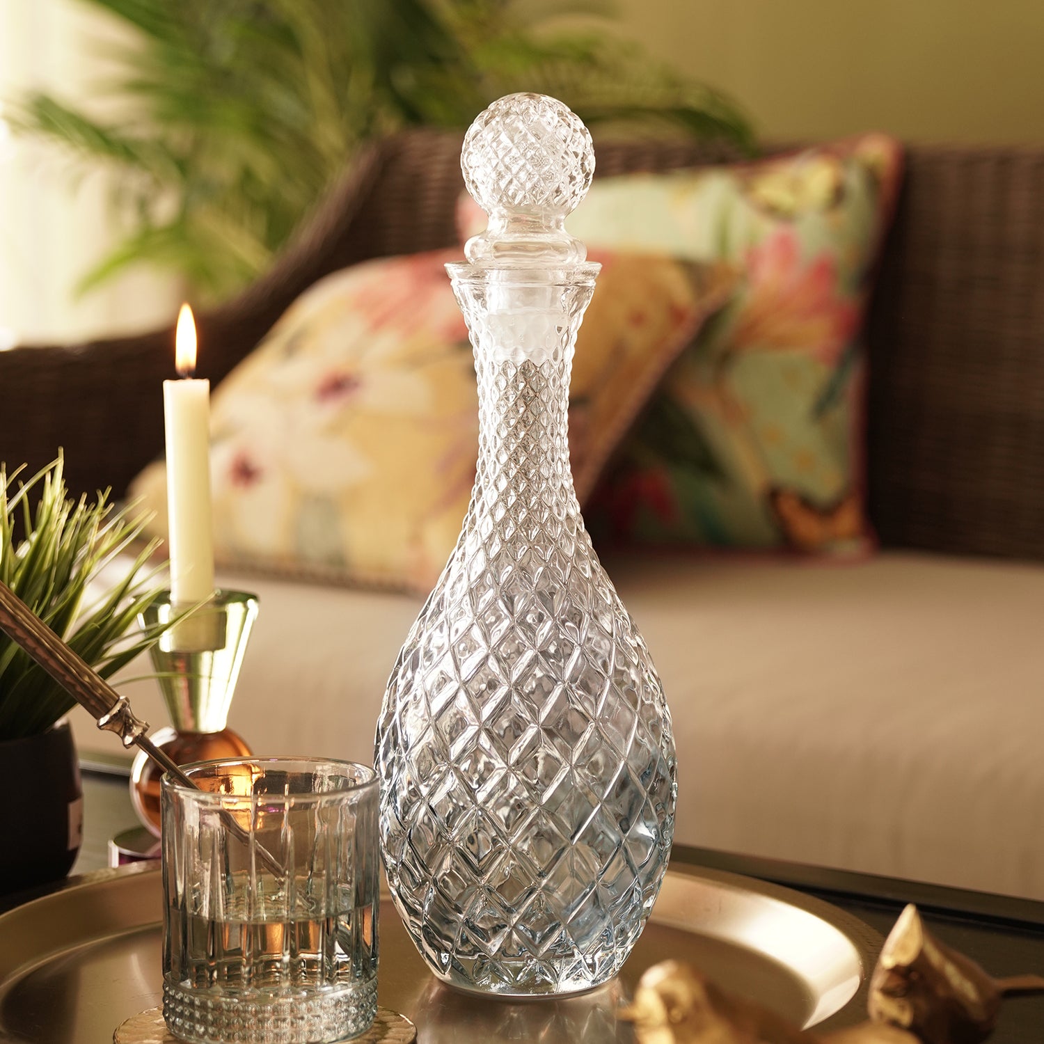 Whiskey Decanter Textured Glass photo