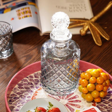 Light Blue Cut Glass Glass Whiskey Decanter