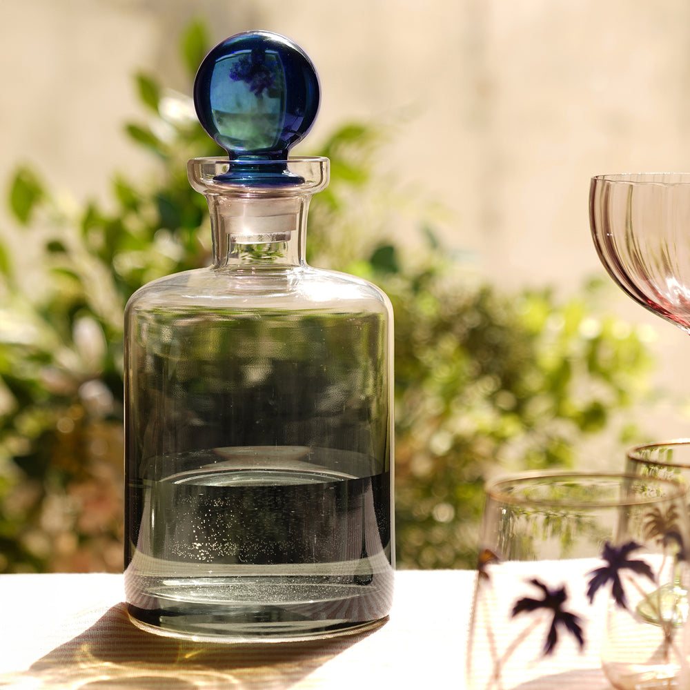 Green & Yellow Ombre Glass Decanter