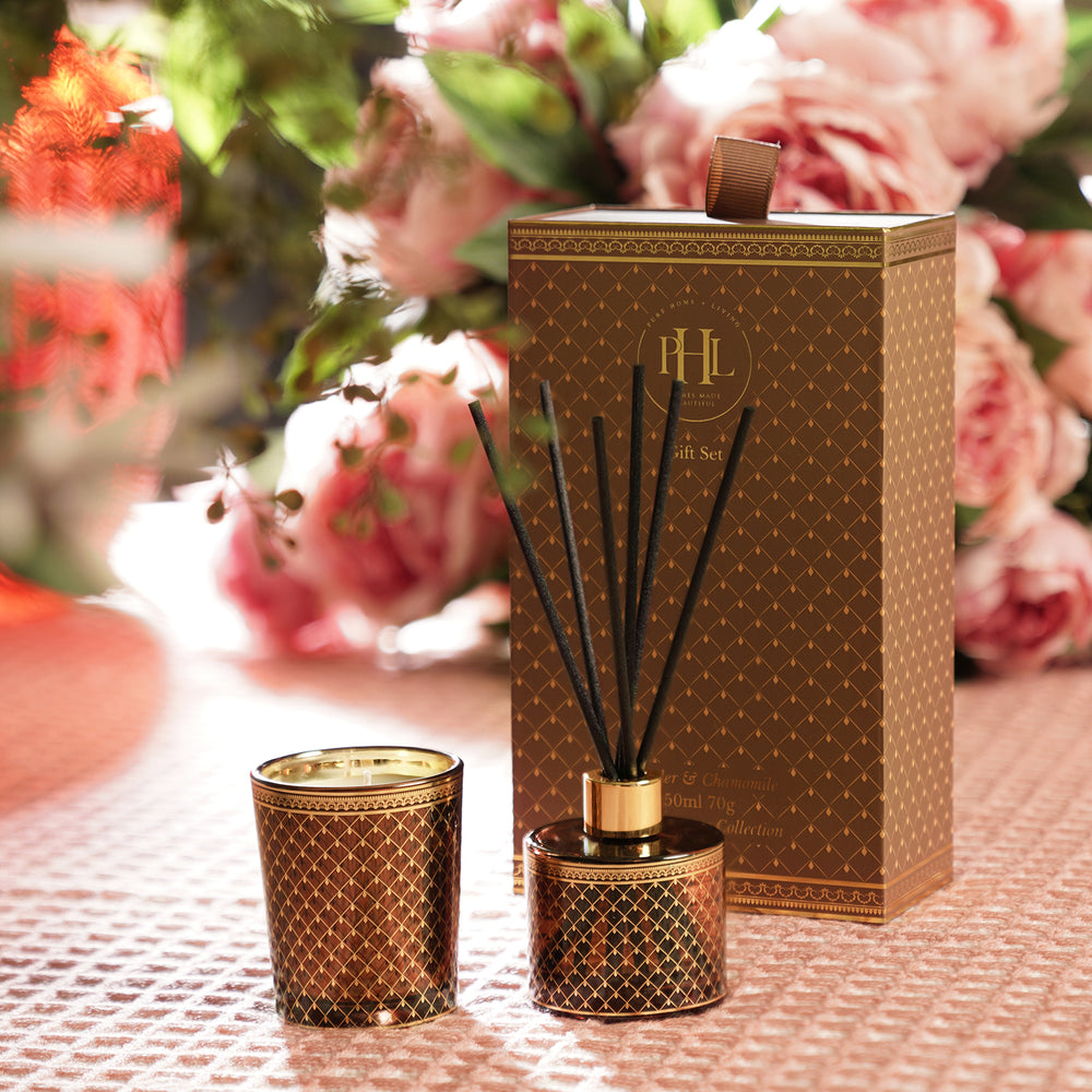 Brown Lavender & Chamomile Candle & Diffuser Set