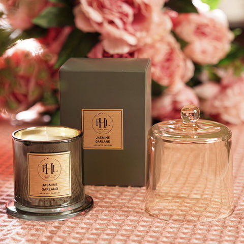 Jasmine Garland Scented Candle with Cloche