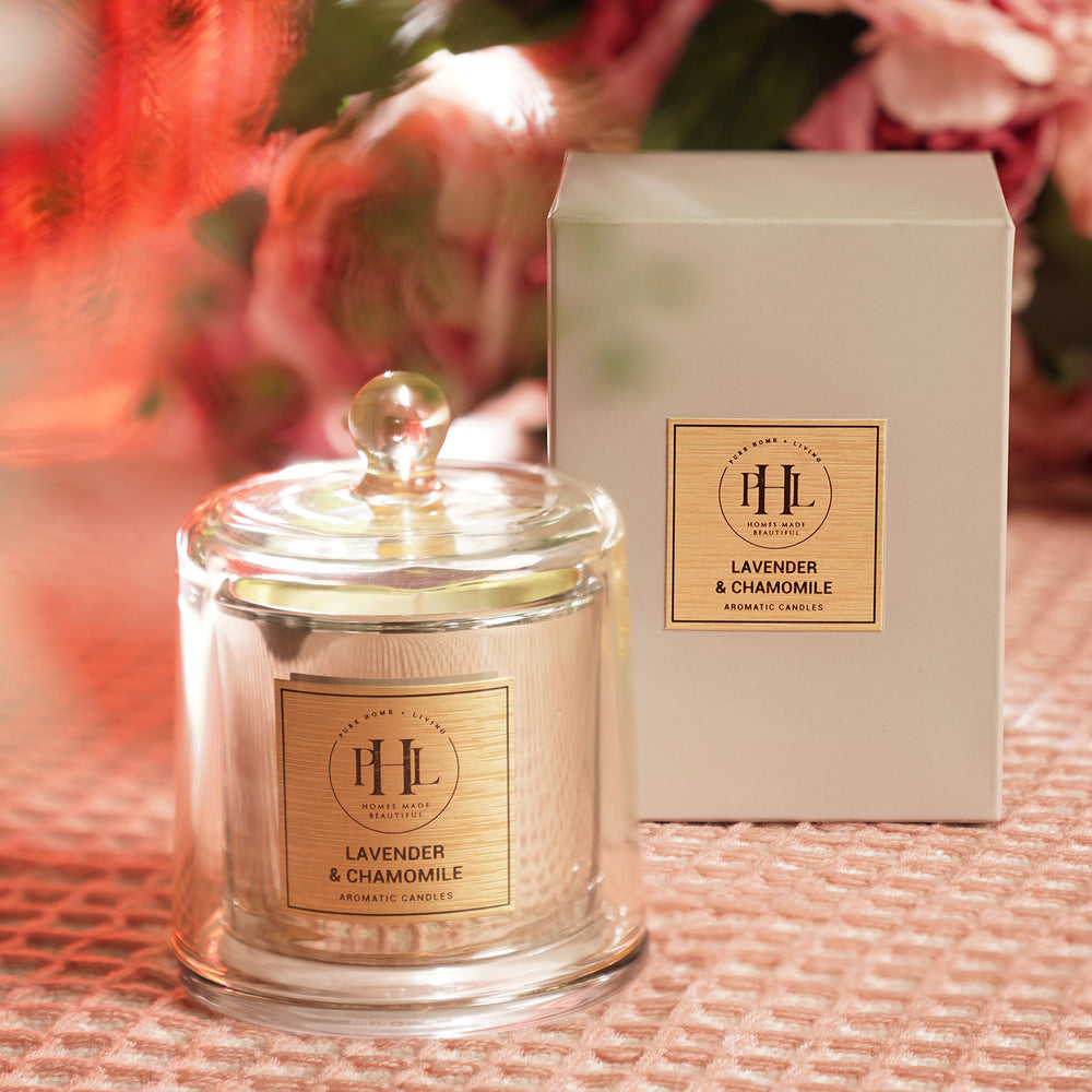 Lavender & Chamomile Scented Candle with Cloche