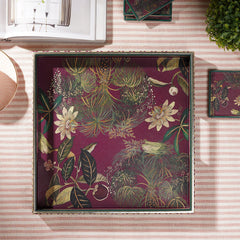 Purple Solano Printed Square Faux Leather Tray
