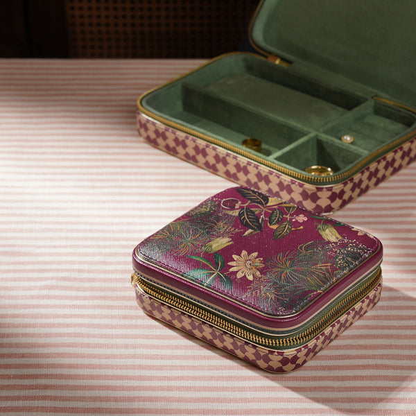 Purple Solano Printed Faux Leather Square Jewellery Box