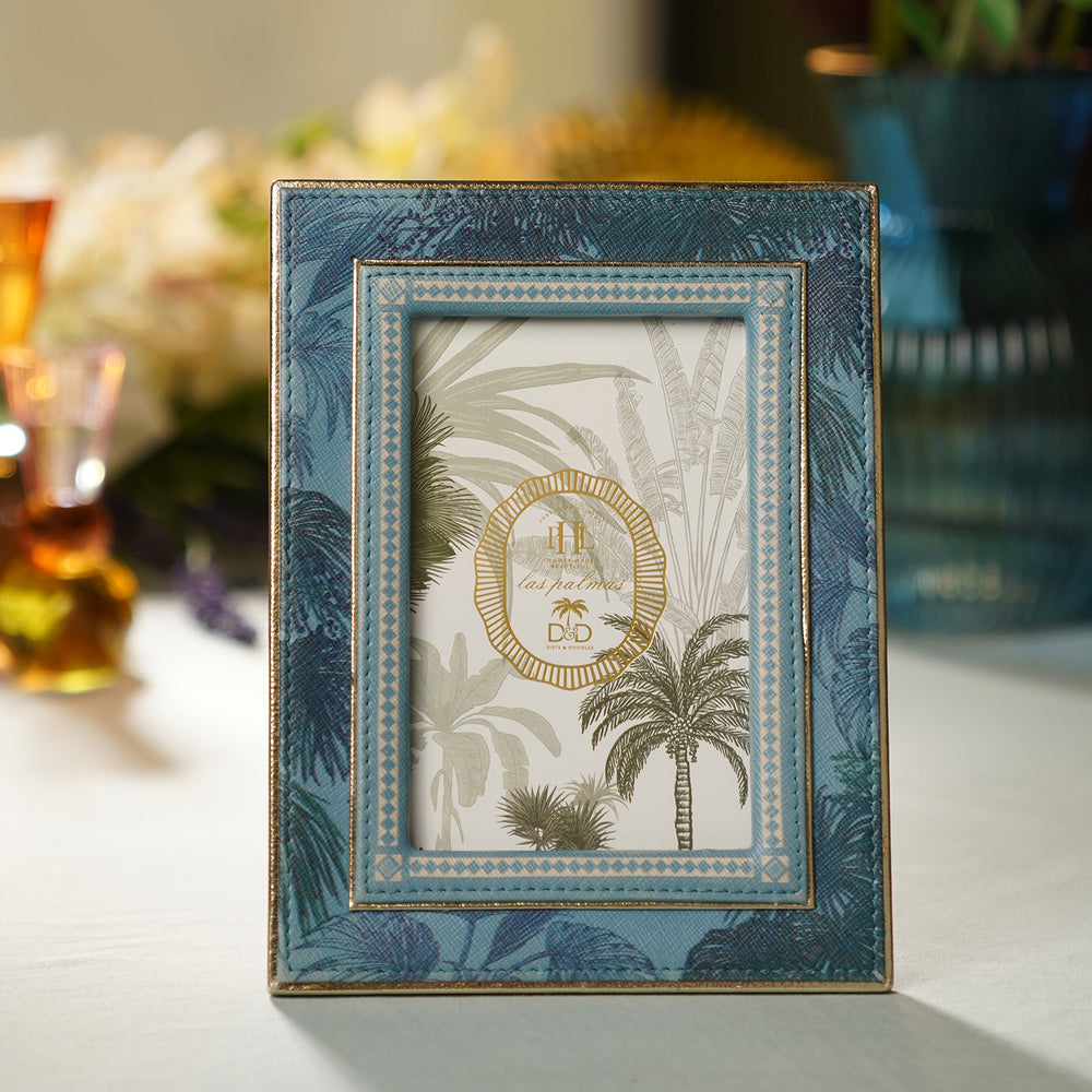Blue Bergamo Printed Faux Leather Photo Frame
