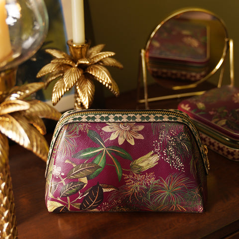 Purple Solano Printed Faux Leather Vanity Pouch - Large