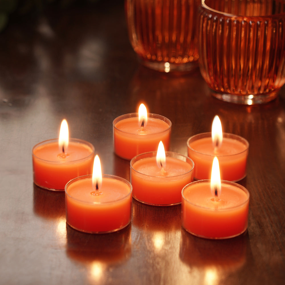 Set of 6 Orange Tealight Candles