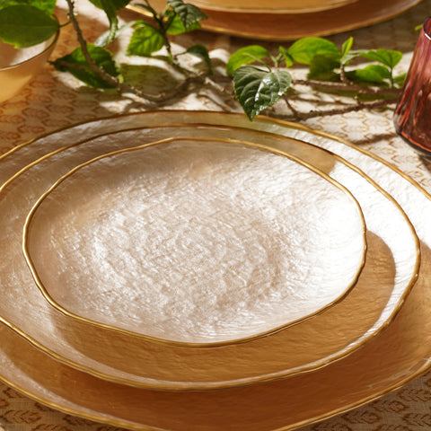 Set of 2 Beige Dune Glass Dessert Plates