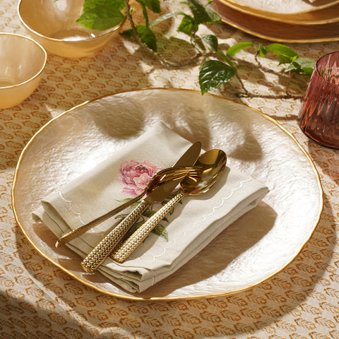 Set of 2 Beige Dune Glass Charger Plates