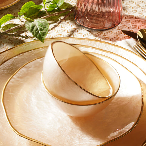 Set of 2 Beige Dune Glass Small Bowls